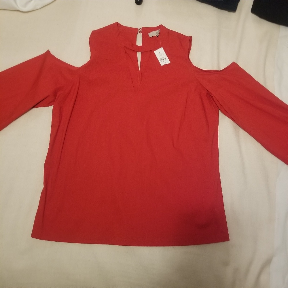 LOFT - Cold shoulder red top